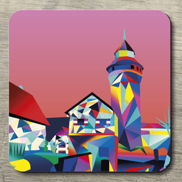Untersetzer POP ART Sinwellturm auf rosa