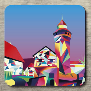 Untersetzer POP ART Sinwellturm auf blaupink