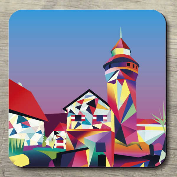 Untersetzer POP ART Sinwellturm auf blaupink