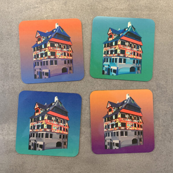 Untersetzer POP ART Dürerhaus grau auf orange – Bild 2