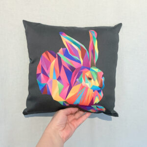 Kissen Hans Hase pink auf grau